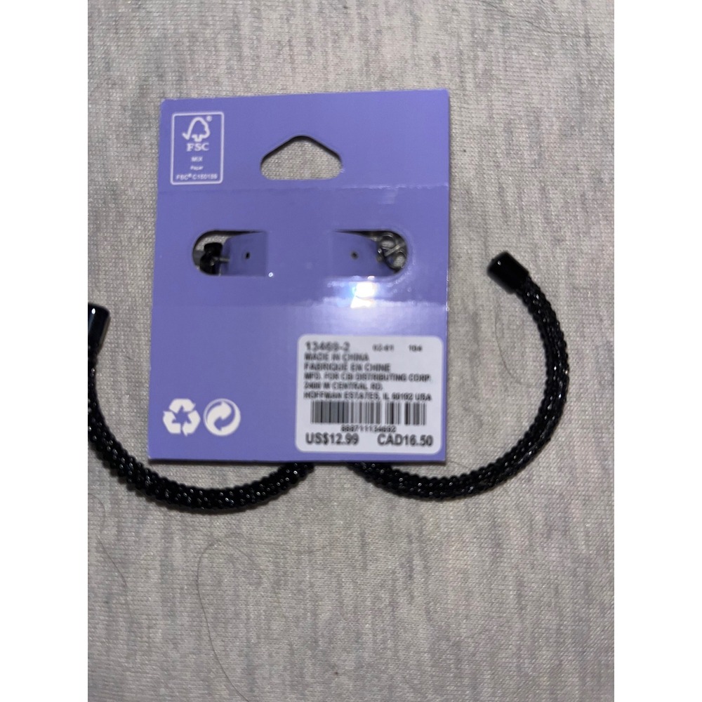 Jet Black Pavé Crystal 50MM Hoop Earrings Sensitive Solutions Claire's - Picture 4 of 4